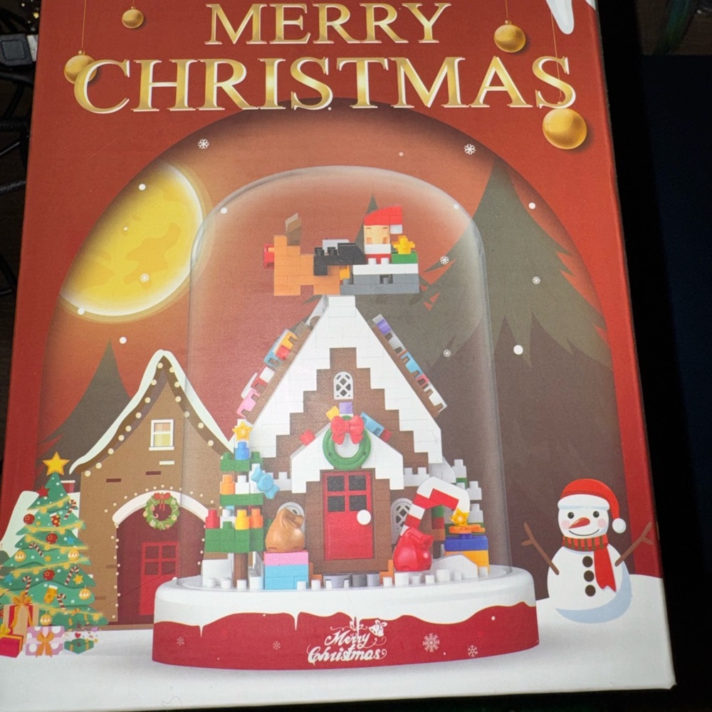 Christmas Village Snow Globe with Lights Building Bricks